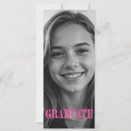 Raspberry Pink Modern Graduation Announcement Card Inbjudningar