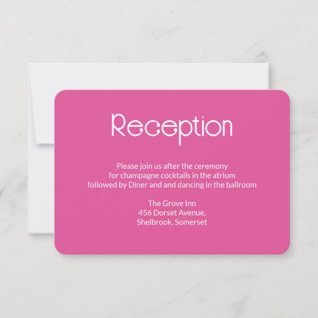 Raspberry  Pink Wedding Reception Card Tack Kort (Framsida)