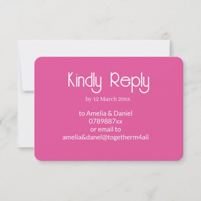 Raspberry Pink & White Wedding RSVP Card OSA Kort (Framsida)