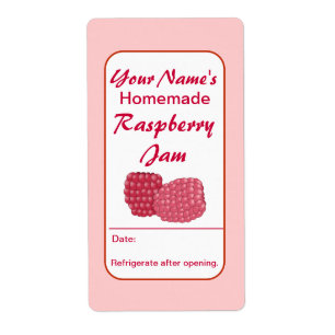 Raspberry Preserve Anpassningsbar Sylt Burk-etiket Fraktsedel