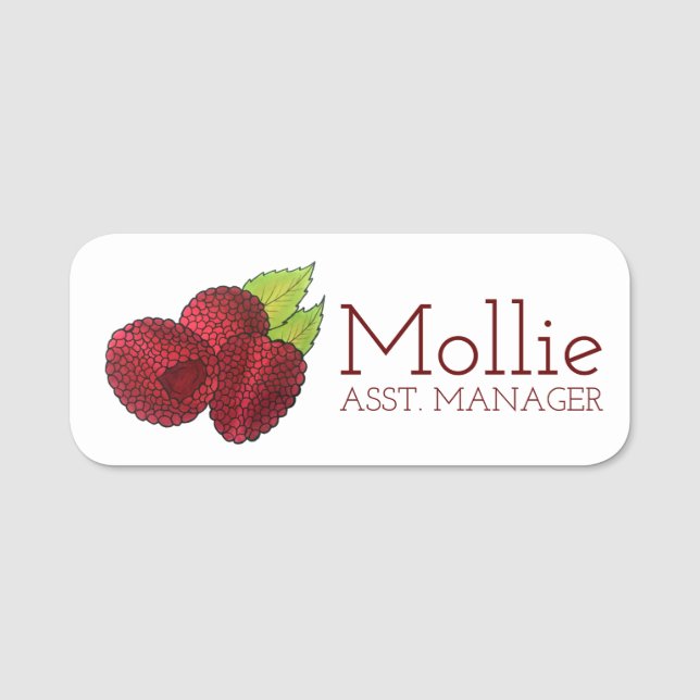 Raspberry Rasphallon Berries Berry Fruit Producit Namnbricka (Framsida)