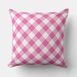 Raspberry Rosa and White Jumbo Check Gingham Kudde