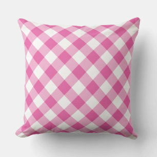 Raspberry Rosa and White Jumbo Check Gingham Kudde