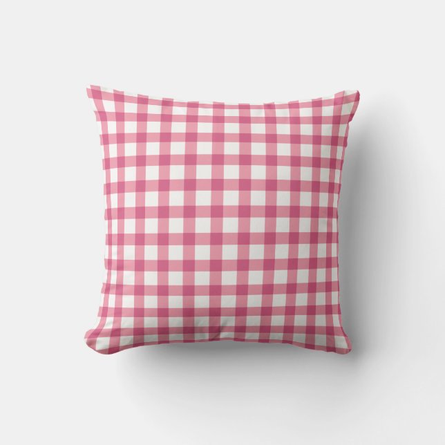 Raspberry Rosa Gingham Play Checked Mönster Kudde (Framsida)