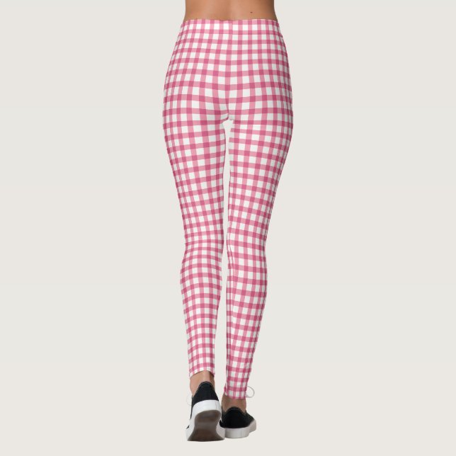 Raspberry Rosa Gingham Play Checked Mönster Leggings (Baksida)