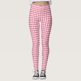 Raspberry Rosa Gingham Play Checked Mönster Leggings