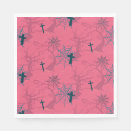 Raspberry Rosa Groy creepy träd spindelnäten Pappersservett