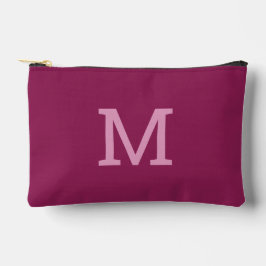 Raspberry Rosa Monogram Initial Cosmetic Pouch Bag