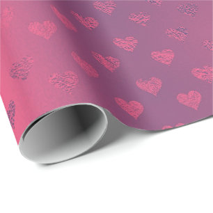 Raspberry Rosa Red Metallic Hearts Möhippa Presentpapper