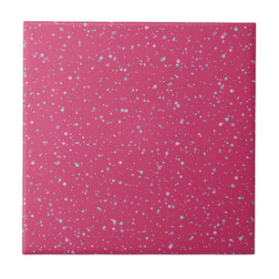 Raspberry Rosa Specklad Pastel Splatter Paint Dots Kakelplatta