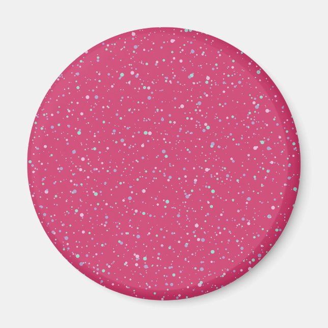 Raspberry Rosa Specklad Pastel Splatter Paint Dots Magnet (Framsidan)