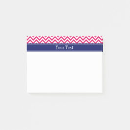 Raspberry SLg Chevron Navy Namn Monogram Post-it Block