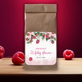 Raspberry Sweet Watercolor Girl Baby Shower Fyrkantigt Klistermärke