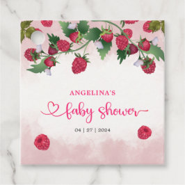 Raspberry Sweet Watercolor Girl Baby Shower Gåvor Etiketter