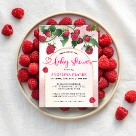 Raspberry Sweet Watercolor Girl Baby Shower Inbjudningar