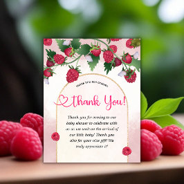 Raspberry Sweet Watercolor Girl Baby Shower Tack Kort