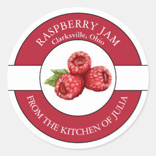 Raspberry Sylt-etikett Runt Klistermärke