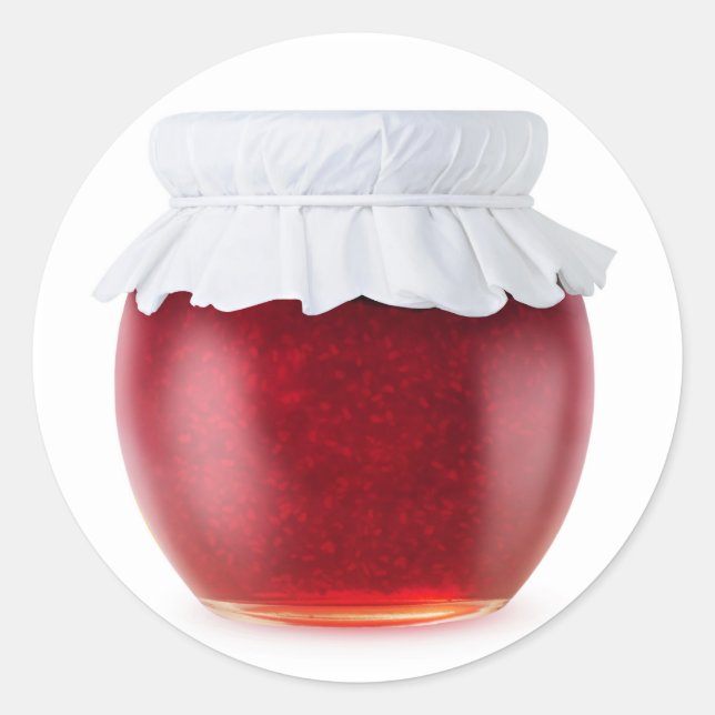 Raspberry sylt runt klistermärke (Framsida)
