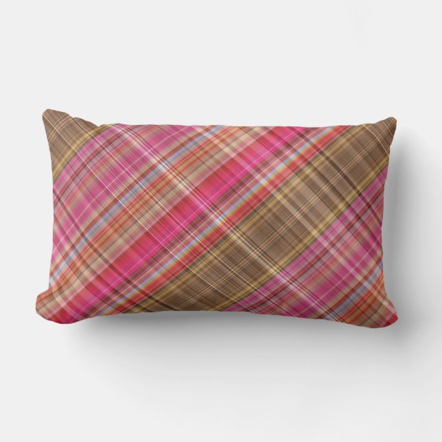 Raspberry Tartan Play Lumbar Pillow Lumbarkudde (Framsida)