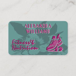 Raspberry Teal Flourated Fitness & Nutrition Visitkort