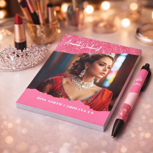 Raspberry Twist Crowning Pageant Custom Notepad Anteckningsblock (Throw a twist into your pageant marketing with our berry twist autograph collection, notepad and pen)