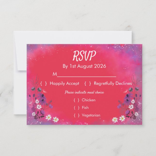 Raspberry Wildflowers - RSVP card OSA Kort (Framsida)