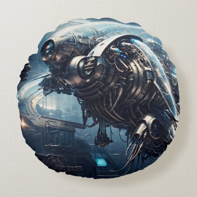 Raspian Dynamorph Drone AI Art by Xzendor7 Rund Kudde (Framsidan)