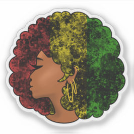 Rasta Black Girl grönt afro red gult Klistermärken
