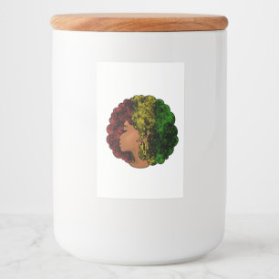 Rasta Black Girl grönt afro red gult Mat Etikett