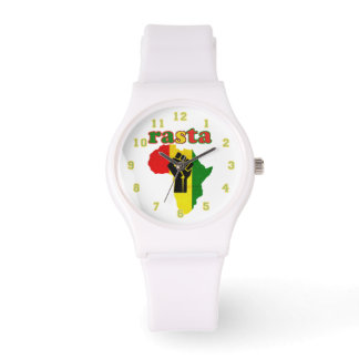 Rasta, Black Power Fist over Africa White Armbandsur
