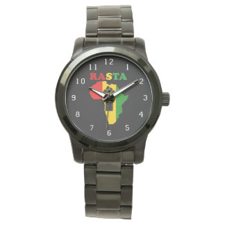 Rasta Black Power Fist över Afrikan Armbandsur