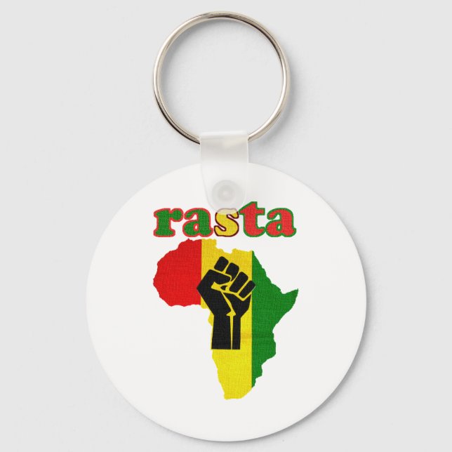 Rasta Black Power Fist över Afrikan Nyckelring (Framsida)