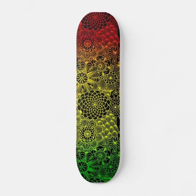 Rasta blommamönster skateboard bräda 21,5 cm (Framsida)