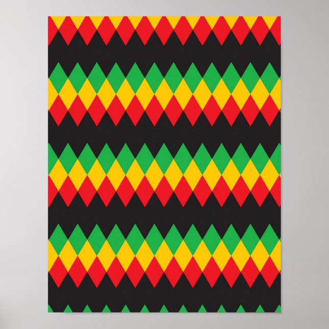 Rasta Diamond Mönster Poster (Framsidan)