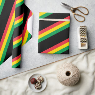 Rasta Färg Grönt Gult Red Rand Flagga Mönster Presentpapper