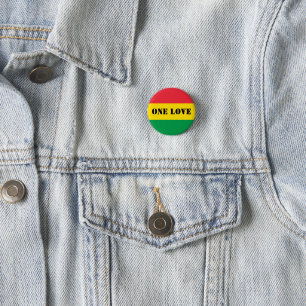 Rasta Färg Grönt Gult Red Rand One Kärlek Knapp