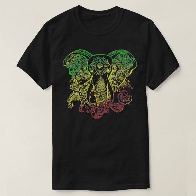 Rasta Färg Rastafarian Retro Elephant Reggae Sylt T Shirt (Design framsida)