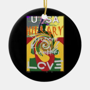 Rasta Färg Red Golden Grönt Hillary Art Print Julgransprydnad Keramik