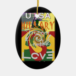 Rasta Färg Red Golden Grönt Hillary Art Print Julgransprydnad Keramik