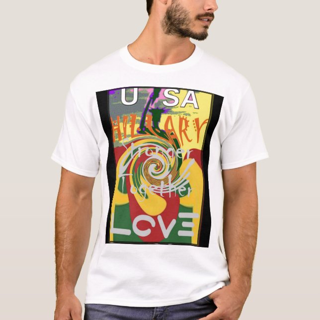Rasta Färg Red Golden Grönt Hillary Art Print T Shirt (Framsida)