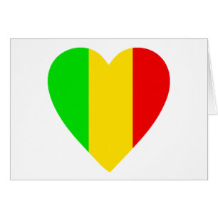 Rasta färgade hjärta hälsningskort