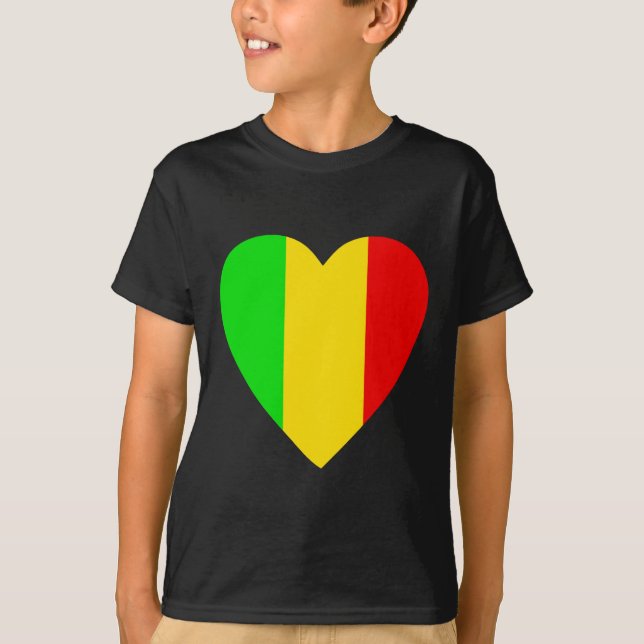 Rasta färgade hjärta t shirt (Framsida)