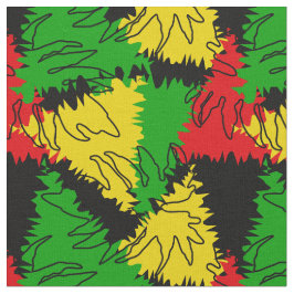 Rasta Flagga Färg Handflatan Lövs Jamaican Pattern Tyg