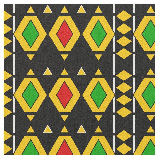 Rasta Flagga Färgad African Geometric Mönster Tyg (Närbild)