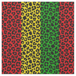 Rasta Flagga Färgad Leopard Print Mönster Tyg