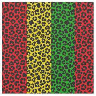 Rasta Flagga Färgad Leopard Print Mönster Tyg