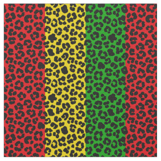 Rasta Flagga Färgad Leopard Print Mönster Tyg