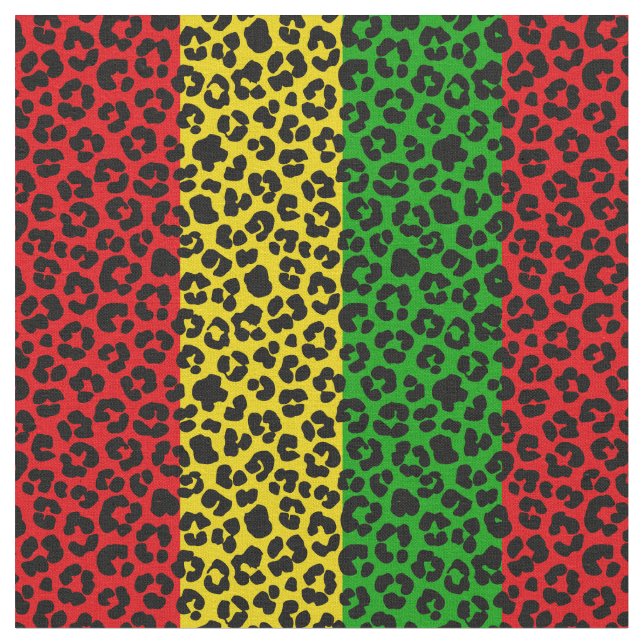 Rasta Flagga Färgad Leopard Print Mönster Tyg (Närbild)