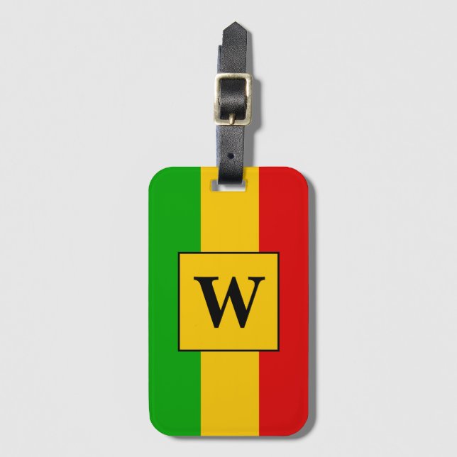 Rasta Flagga Stripe Monogram Bagagebricka (Framsida vertikal)