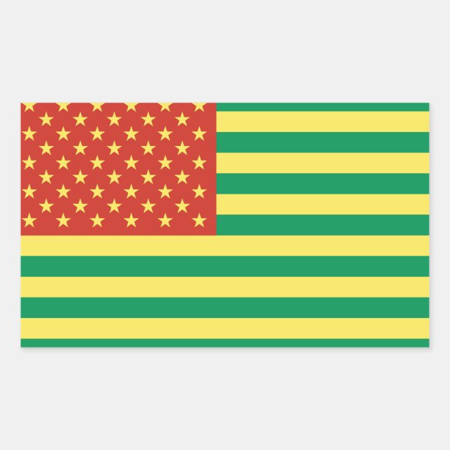 Rasta Flagga US Stickers Rektangulärt Klistermärke (Framsida)